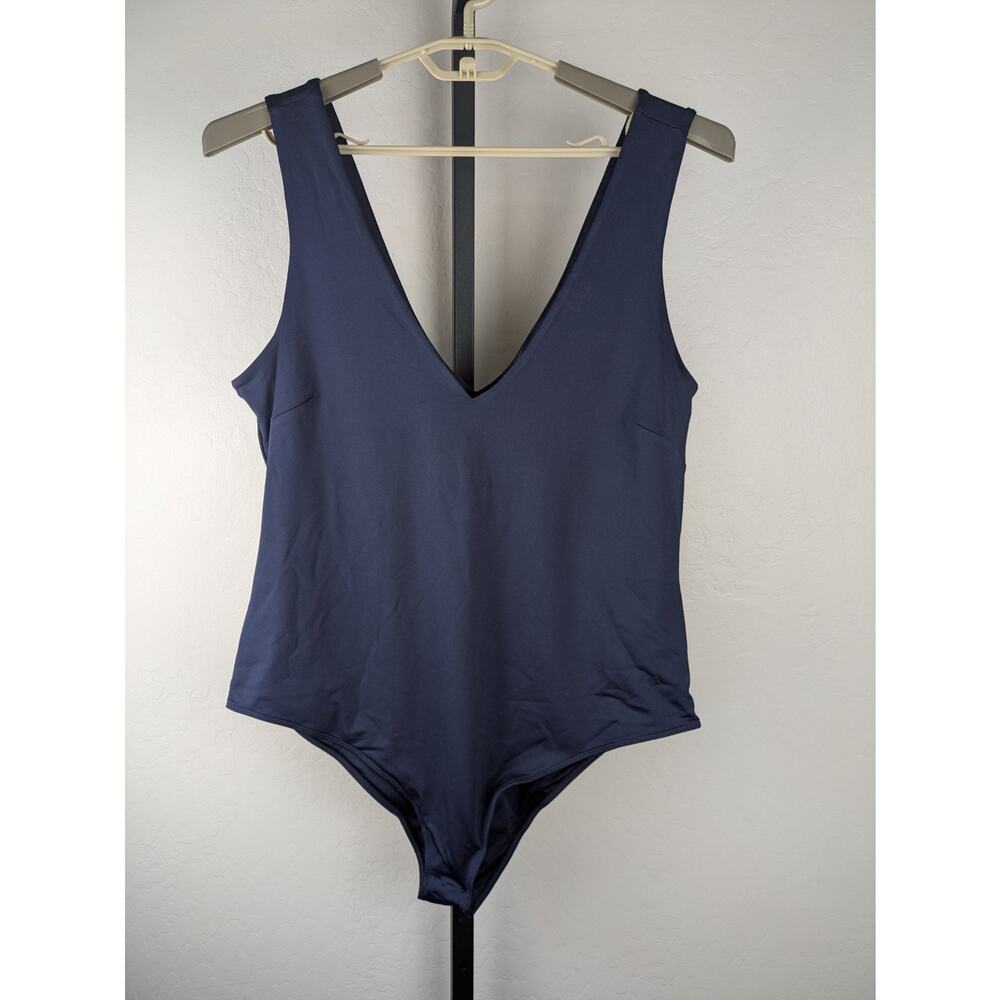 City Chic Sleeveless Draw the Line Bodysuit Navy Blue